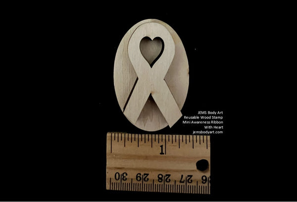 MINI STAMP - Awareness Ribbon w/ Heart
